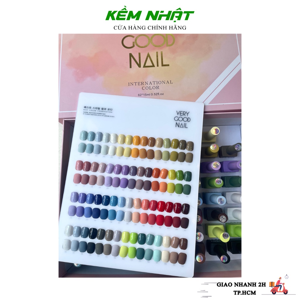 Set Sơn 60 Màu Hộp Hồng Very Good Nail Chính Hãng - Tặng base, top và bảng màu