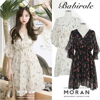 ( Hàng order ) Váy hoa nhí vải voan - sẵn trắng s  hagauorder hagauorder