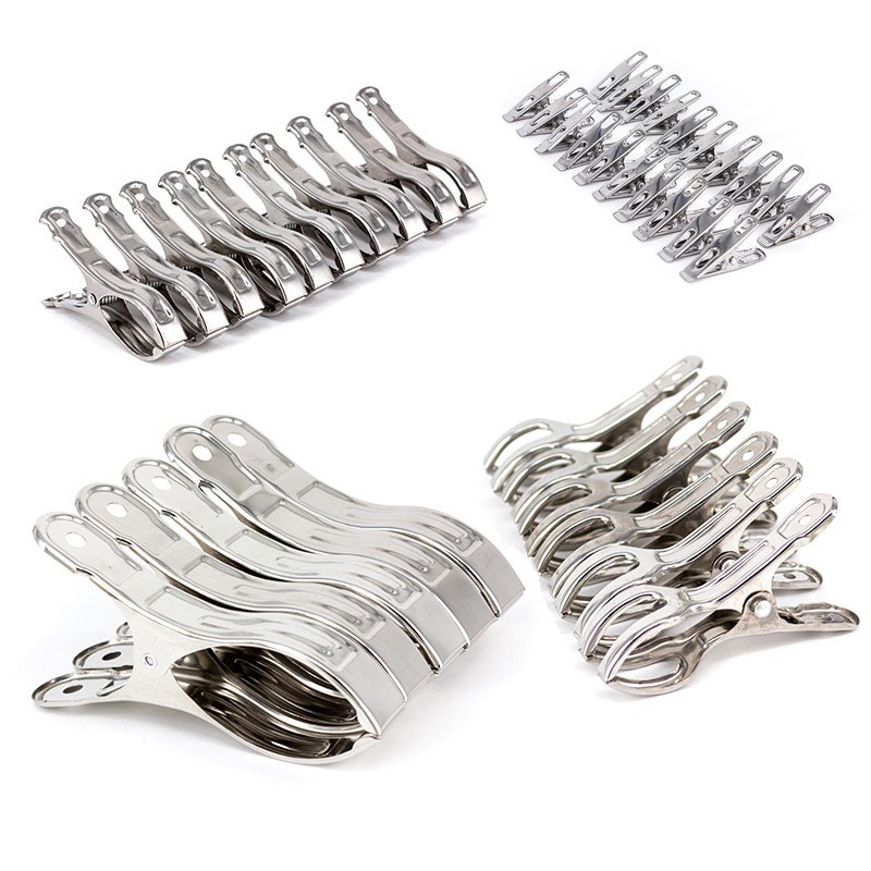 Kẹp Inox kẹp Phơi Quần Áo Chăn Mền Inox 304, Kẹp Treo Đồ Đa Năng Nhiều Cỡ lớn - nhỏ KP141