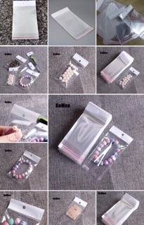 50 túi OPP size nhỏ dán miệng có màng ngọc treo phụ kiện