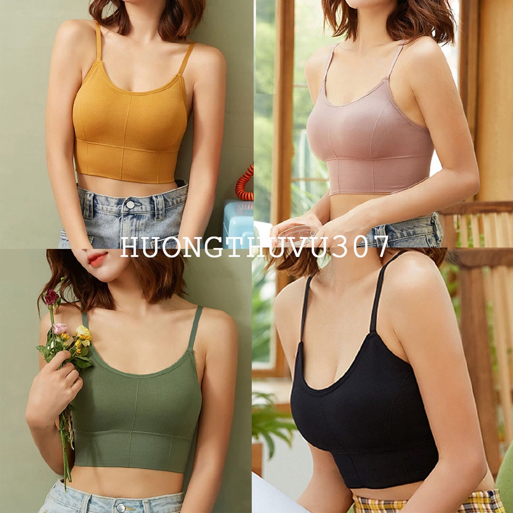 Áo Bra Tập Len Tăm ❤️FREESHIP❤️ Áo Ba Lỗ Khoét Lưng Chữ U Có Mút Đệm Mỏng