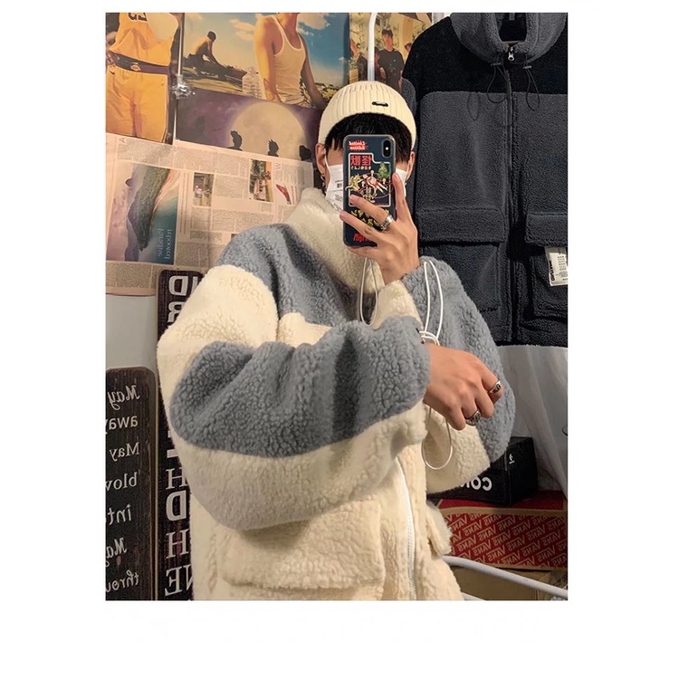 Áo khoác đệm lông cừu giữ ấm phong cách Hàn Quốc tùy chọn màu sắc