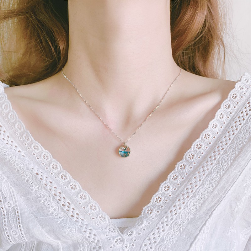 vòng cổ Mạ Bạc 925 Mặt Hình Giọt Nước Đính Đá B529