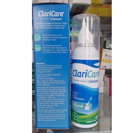 Dung dịch xịt rửa mũi hằng ngày ClariCare 100ml - Nhập khẩu Pháp