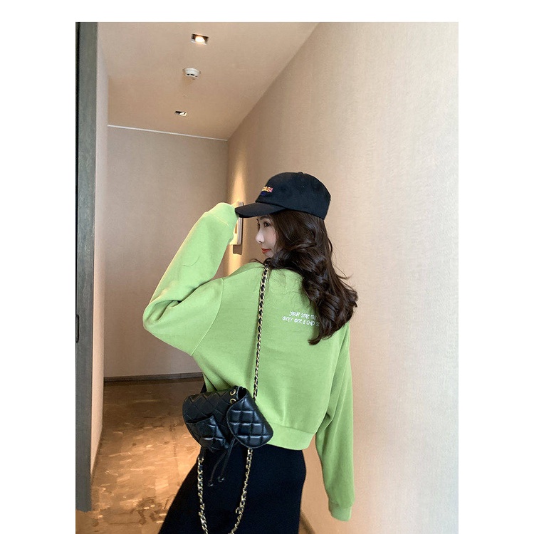 Áo Thun Lửng Tay Dài Cổ Tròn Phong Cách Hàn Quốc Thời Trang Mùa Thu Mới Cho Nữ