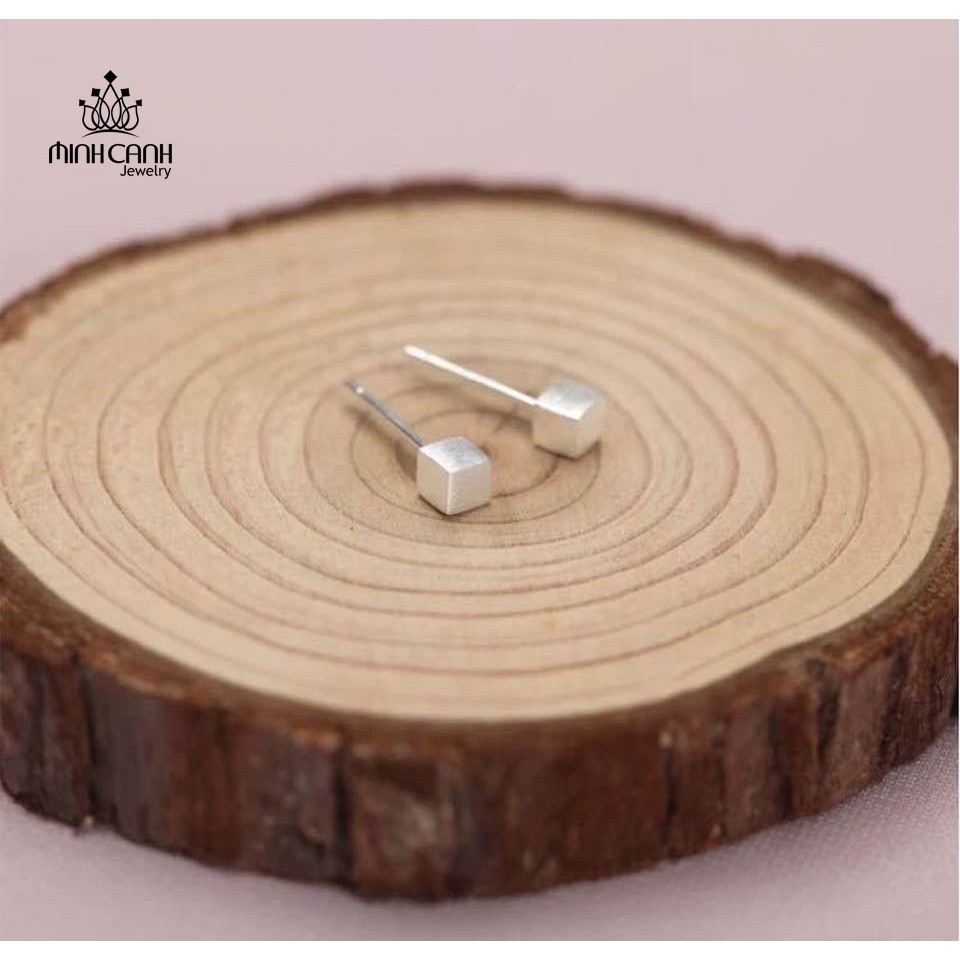 Khuyên Tai Bạc Hình Nụ Vuông Nhỏ - Minh Canh Jewelry