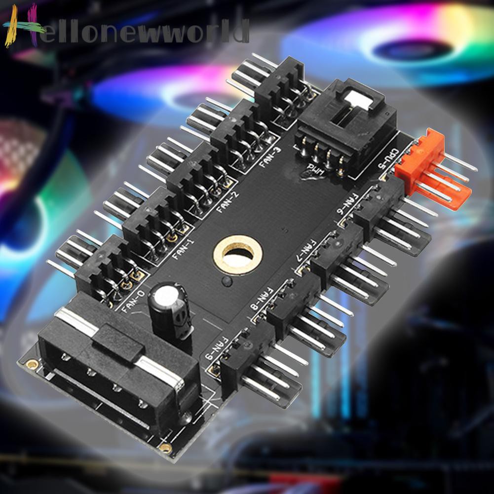 Bộ Điều Khiển Quạt Tản Nhiệt 4 Pin Pwm Cpu 12v 10 Cổng Cho Máy Tính