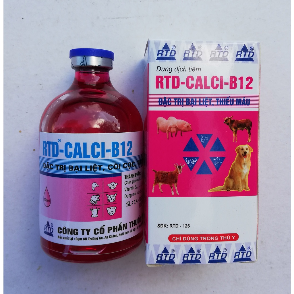 1 lọ RTD-CALCI-B12 100ml Dùng cho trâi, bò, lợn, gia cầm, chó, mèo