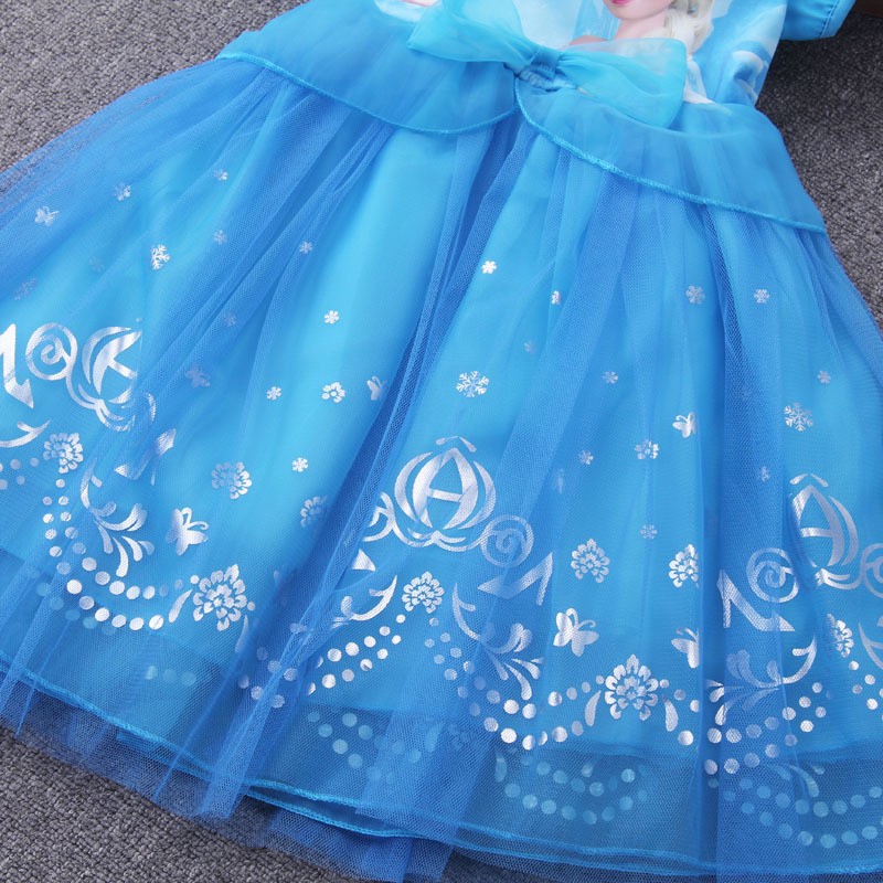 Disney Đầm Công Chúa Elsa Anna Bằng Cotton Phối Lưới Thời Trang Mùa Hè Cho Bé Gái