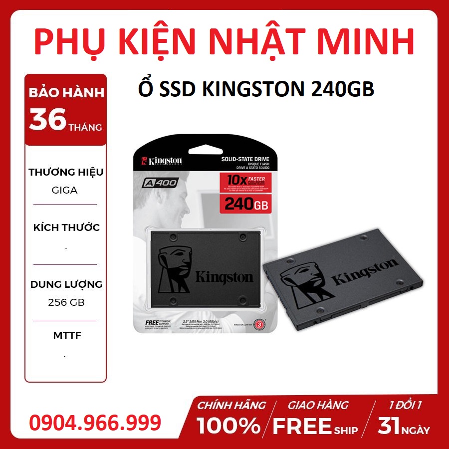 [Tặng dây sata] Ổ cứng SSD Kingston A400 240GB 2.5 inch SATA3 (Đọc 500MB/s - Ghi 450MB/s) chính hãng bảo hành 3 năm | WebRaoVat - webraovat.net.vn