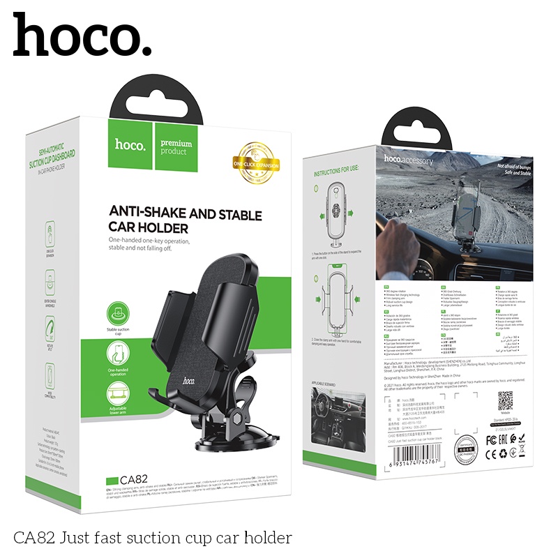 Giá Đỡ Điện Thoại Hoco CA82 Xoay 360 Độ Gắn Kính Chắn Gió Xe Hơi Tiện Dụng