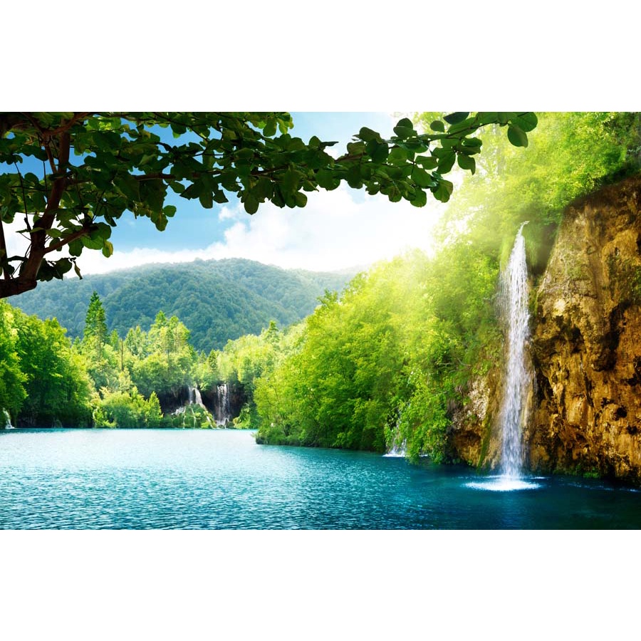 Tranh 3D Thác Nước Thiên Nhiên Đẹp Hũng Vỹ tạo thành khung cảnh tuyệt đẹp như trong cổ tích