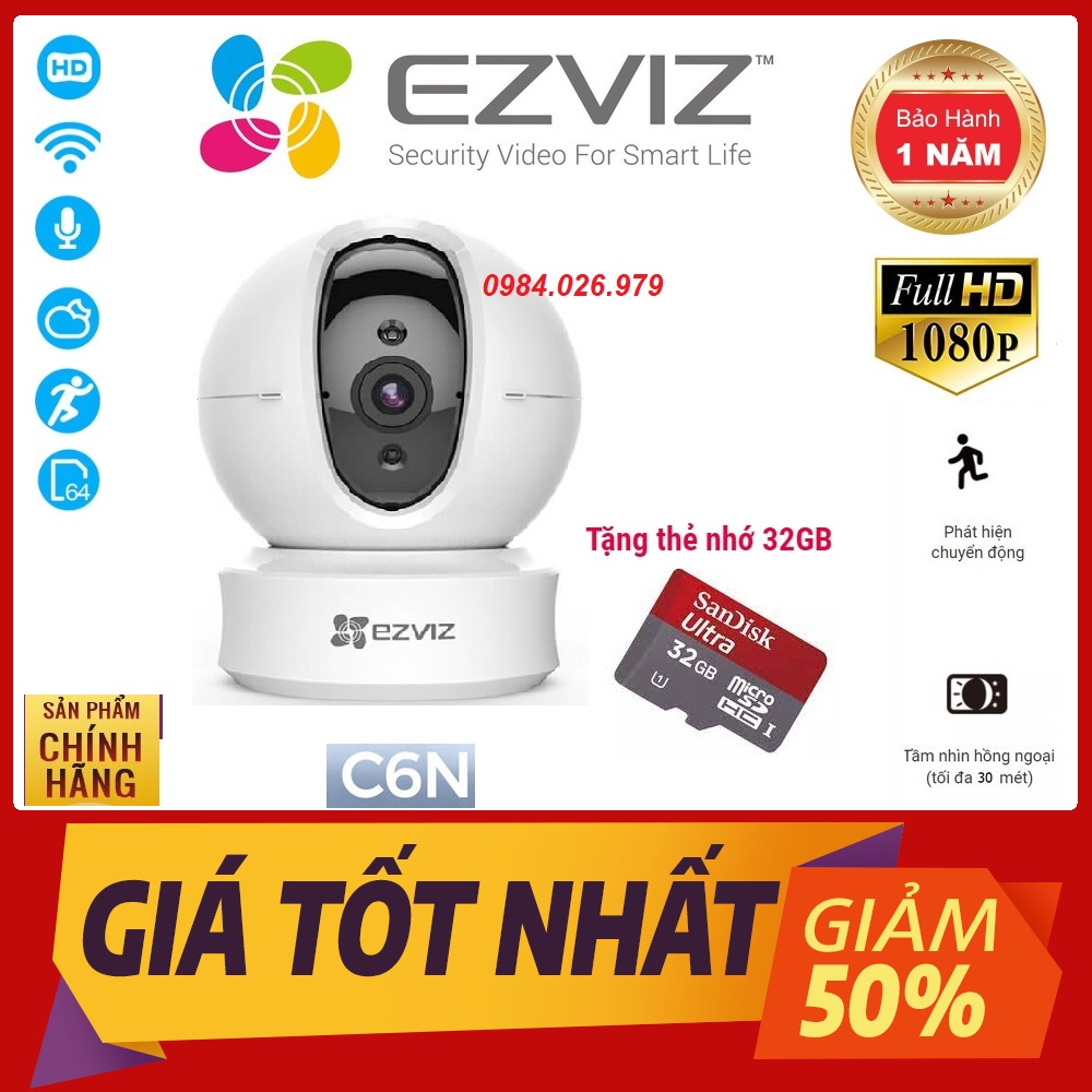 Camera EZVIZ C6N 1080P, camera wifi ezviz thông minh phát hiện chuyển động