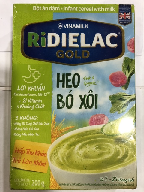 ❤Bột Ăn Dặm RiDIELAC Gold Vị NGỌT- Vị MẶN (7 Vị 200g x 1Hộp Giấy)