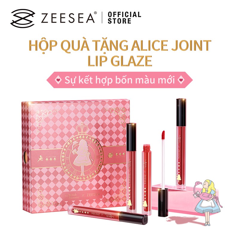 ZEESEA Hộp quà tặng Alice Joint Lip Glaze 1 hộp quà gồm 4 thỏi son