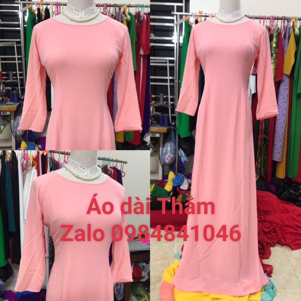 Áo Dài Học Sinh Áo Dài Trơn Truyền Thống 4 Tà Cổ 2cm Vuông Tay Lỡ