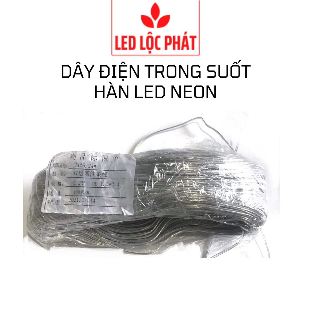 Dây điện nhỏ trong suốt hàn led neon, dây điện đôi lõi 2x0.25 quy cách 5m