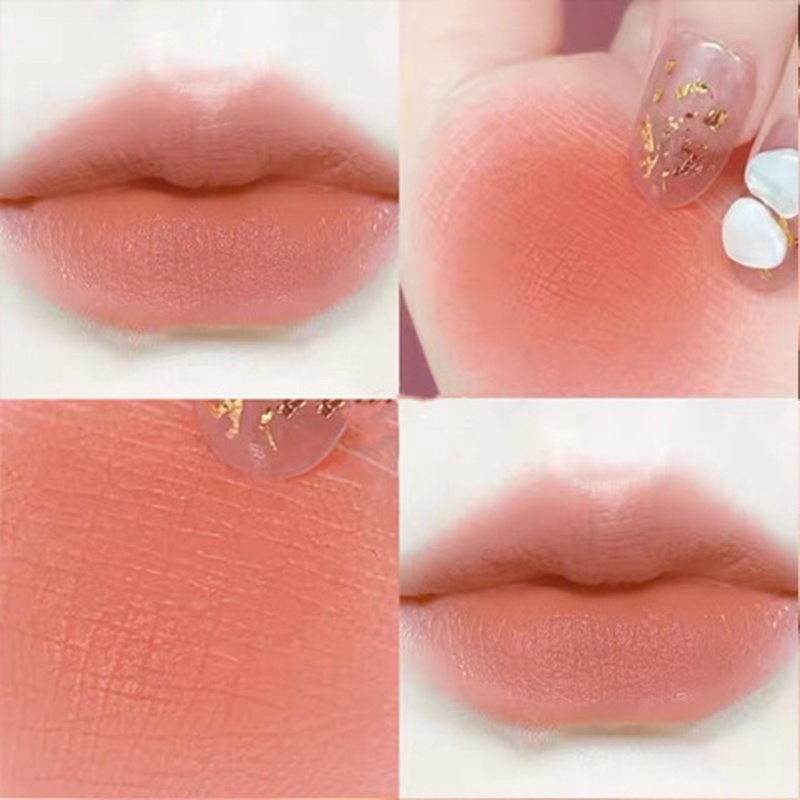 [Hàng mới về] Son lì màu cam/hồng phấn vỏ trắng trong suốt thời trang