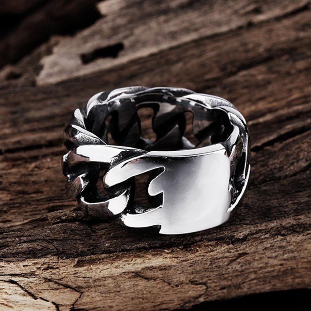 Nhẫn Bluelans phối dây xích dài phong cách hiphop cho nam