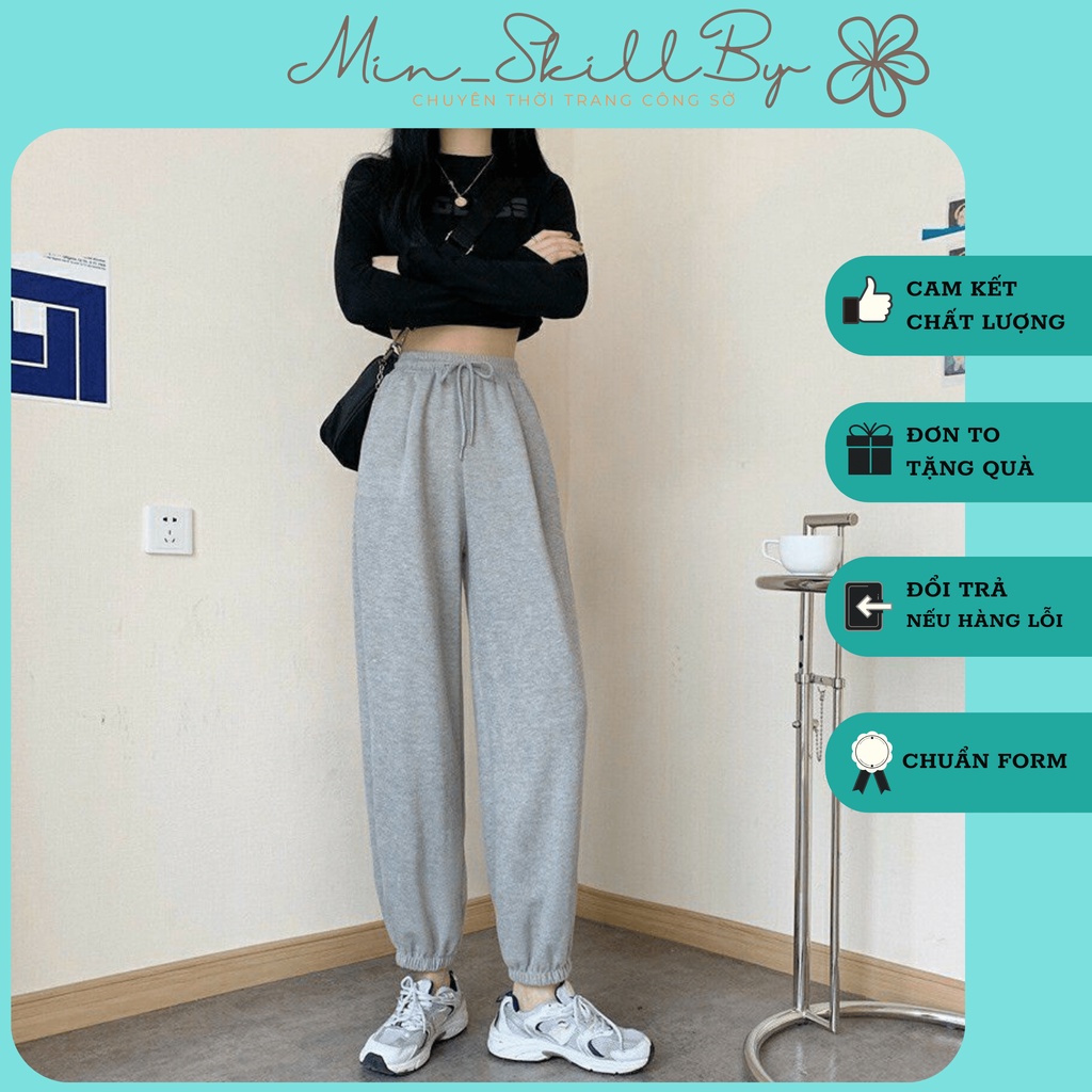 [ ẢNH/VIDEO THẬT ] Quần bom nỉ da cá dáng unisex, quần jogger trơn ống rộng (972)