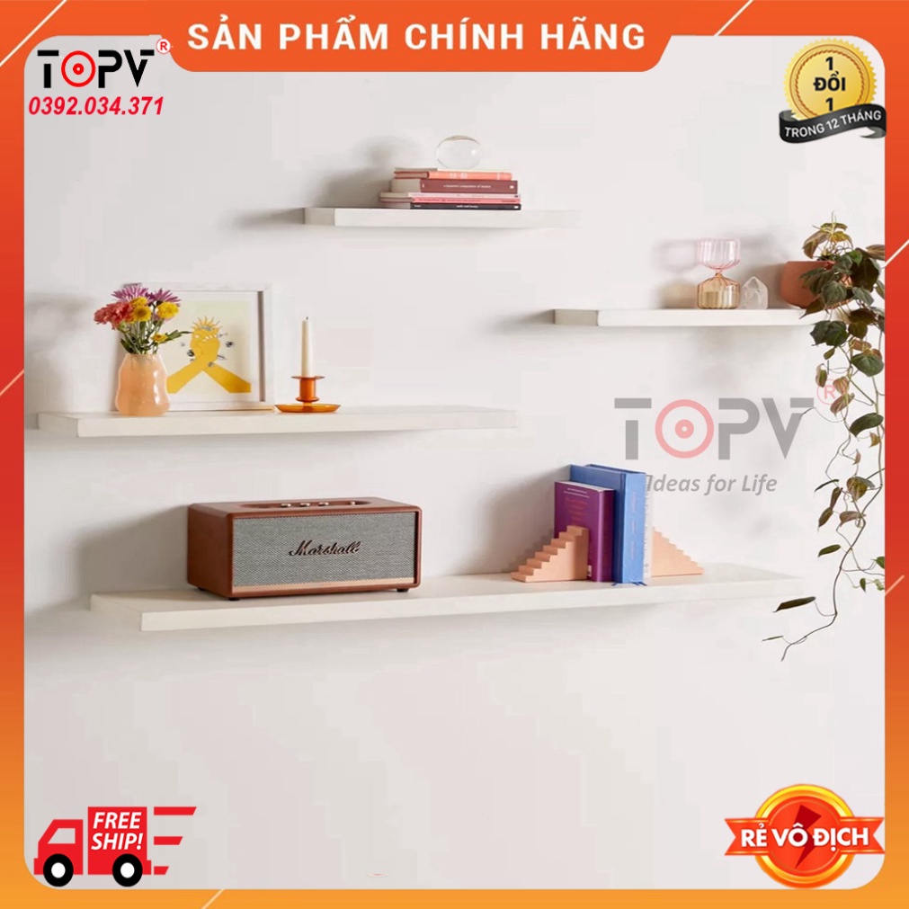 Kệ gỗ treo tường decor TopV giá trang trí bằng thanh gỗ ngang gắn tường mini phòng khách phòng ngủ TopVHCM