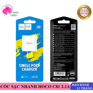 Cốc sạc nhanh hoco c81 / c81a 2.1a chính hãng - bộ sạc hoco c81 cho ip táo, microusb, typec