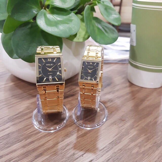 Đồng hồ đôi Nam nữ Halei mặt vuông chính hãng