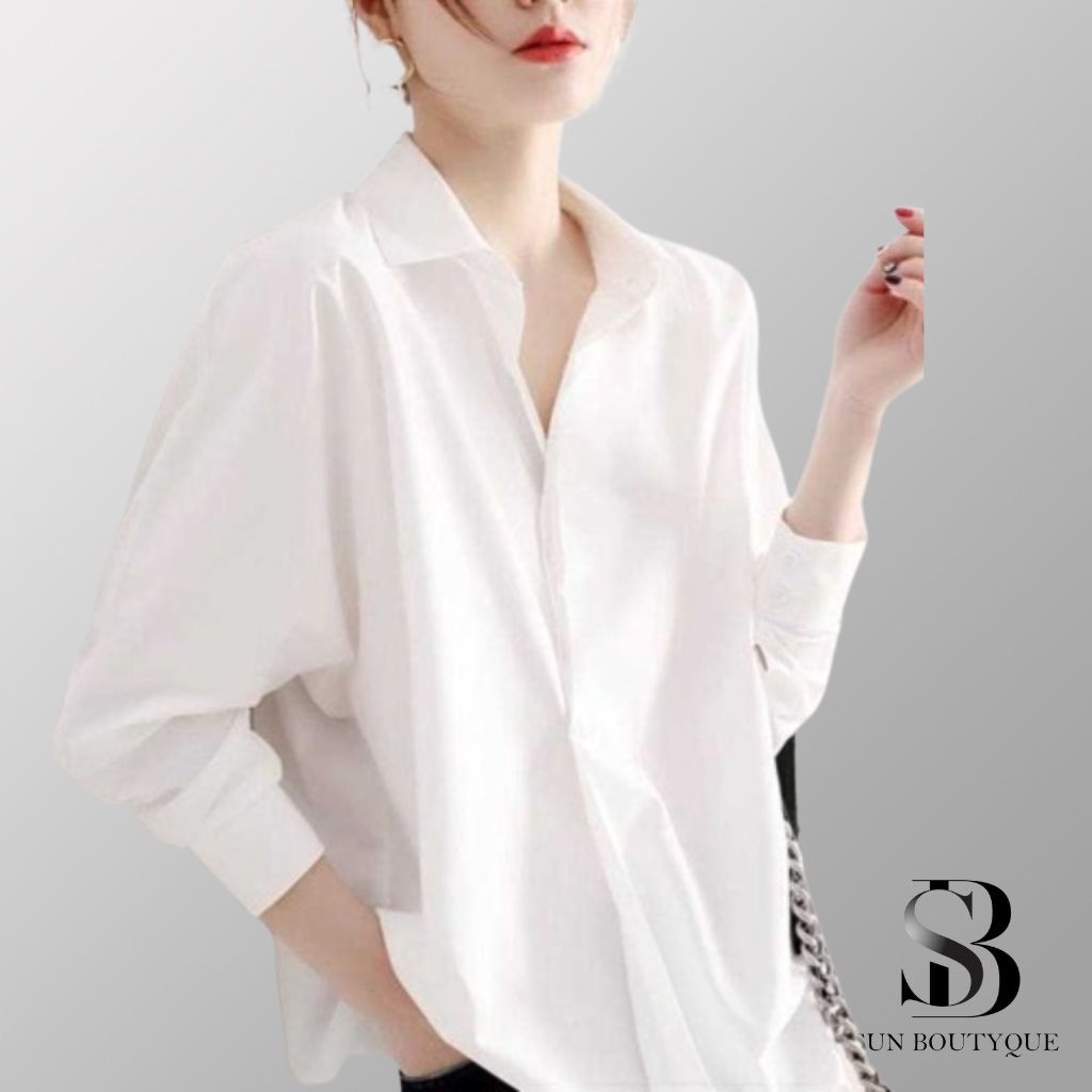 Áo Sơ Mi Trắng Nữ SUNBOUTYQUE áo sơ mi nữ dài tay đẹp phong cách thời trang Hàn Quốc cực phẩm cho phái đẹp YD23