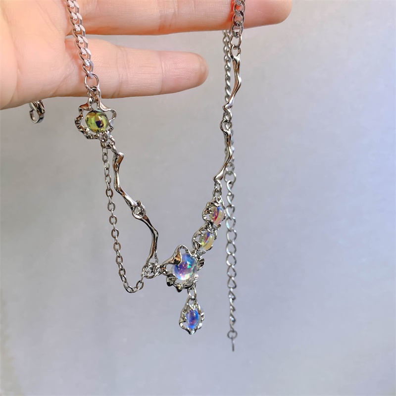 Vòng cổ Đính Đá Mặt Trăng Hình Giọt Nước Thời Trang Phong Cách Hàn Quốc