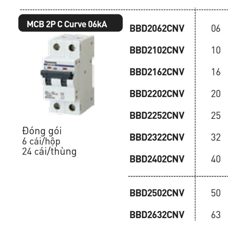 CB tép, MCB 2 tép Panasonic