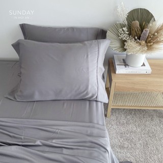 Bộ Ga Gối Sợi Tre Cao Cấp Mềm Mịn Thoáng Mát Màu Xám Đậm | BAMBOO BEDDING SET SUNDAY