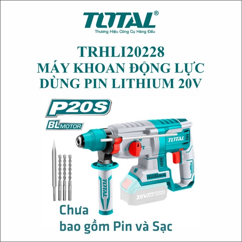Thân Máy Khoan bê tông 3 chức năng Pin 20V (ko chổi than) TOTAL TRHLI20228 (ko pin sạc)