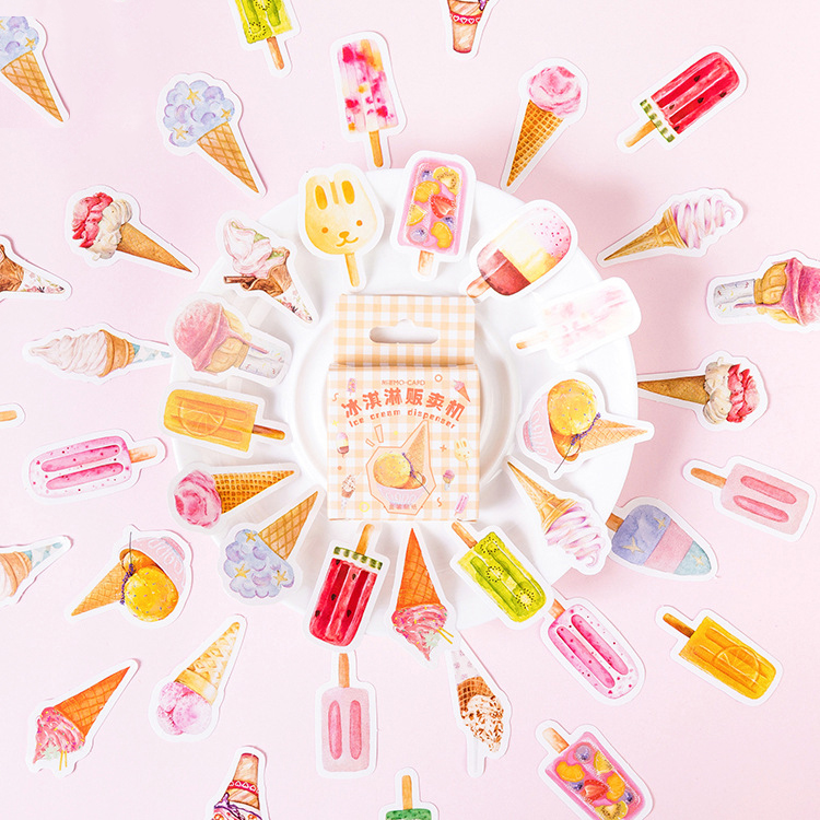 Set 46 Miếng Dán Hình Trang Trí Hình Kem Xinh Xắn