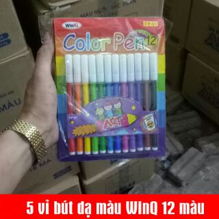 5 vỉ bút dạ màu cao cấp, bút lông màu 12 màu