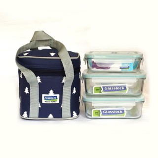 Bộ hộp thủy tinh GLASSLOCK 400ml + 695ml  × 2 và túi giữ nhiệt