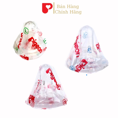 Núm Vú Pigeon Cổ Hẹp Tiêu Chuẩn Núm Vú Cho Bé Sơ Sinh Silicon Trắng Bịch 1 Cái