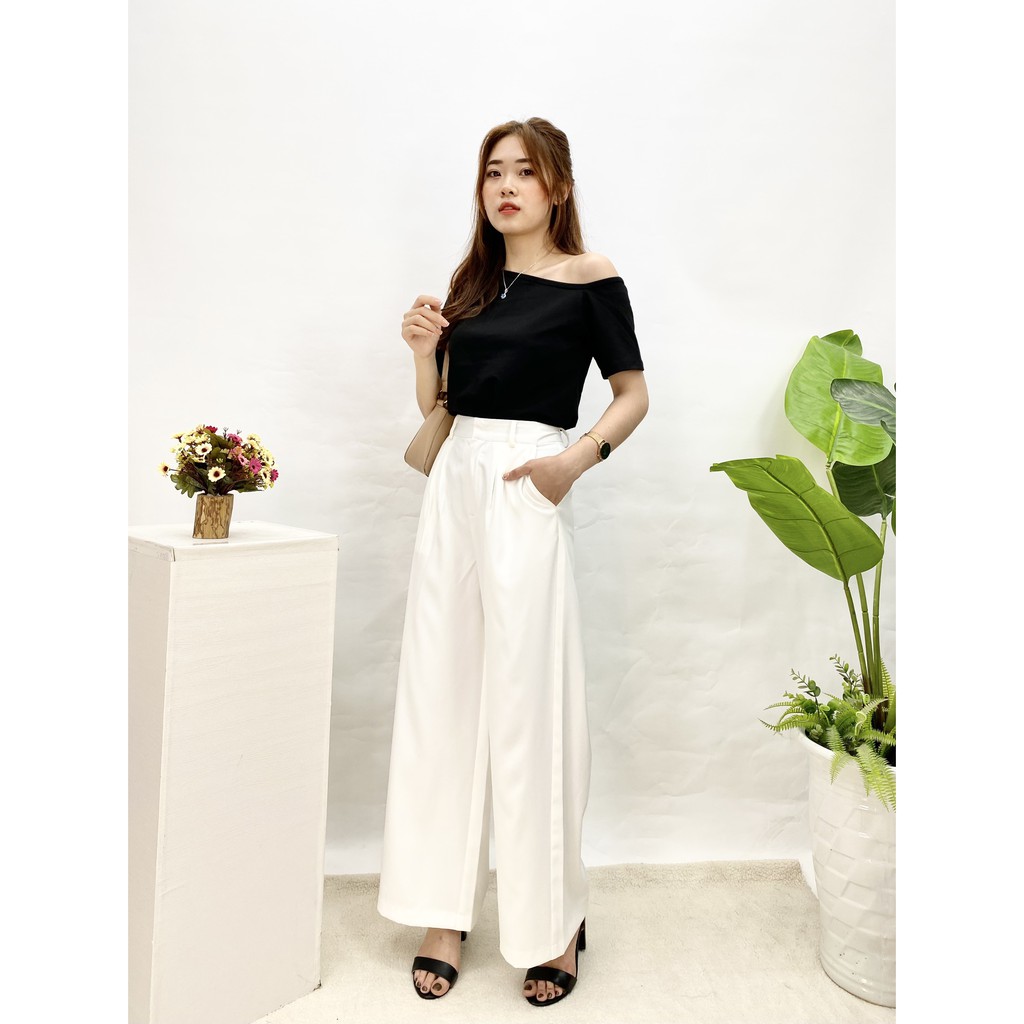 Quần ống rộng nữ dáng dài, quần suông cạp cao 3 màu, hàng thiết kế Hachidesigns | BigBuy360 - bigbuy360.vn