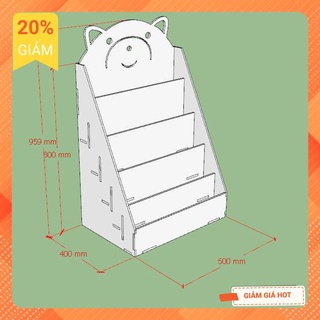 (khắc tên Free) Kệ sách hình gấu đựng đồ đa năng (Size nhỡ)