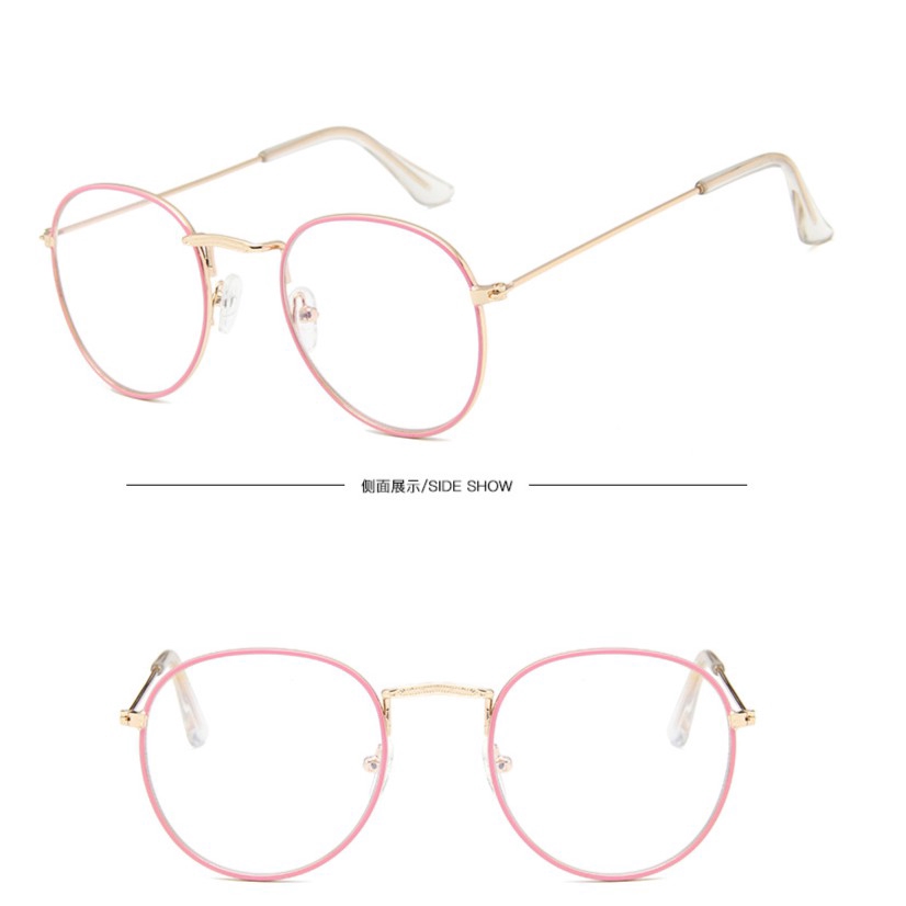 Mắt kính gọng tròn bằng kim loại thời trang cho nam nữ
