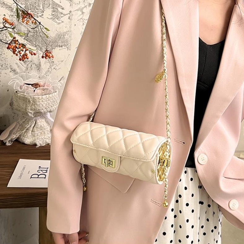 Túi đeo chéo nữ mini Tuinhacam túi hình trụ đeo chéo đi chơi trần trám dây da phối xích hàng đẹp phong cách Hàn Quốc 039