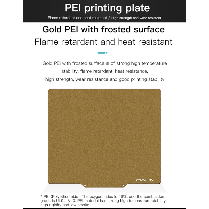Bộ tấm bàn in mặt nhám PEI Printing Plate Kit Frosted Surface size 320*310*2mm dùng cho series CR-10 & Ender 3 Max