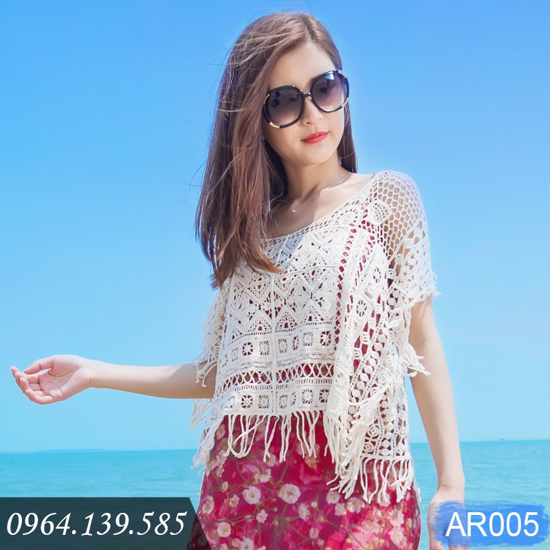 Áo ren nữ đi biển đẹp, áo lưới cánh dơi tua rua thời trang, mặc ngoài bikini, maxi, croptop... chất ren đẹp | AR005 | BigBuy360 - bigbuy360.vn
