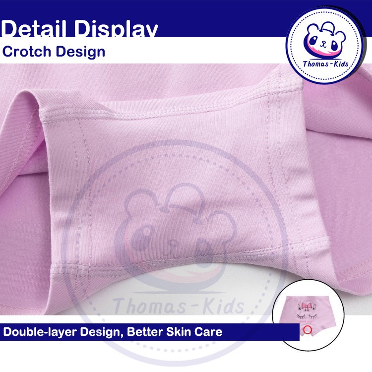 Set 5 Quần Lót Boxer Cotton In Họa Tiết Hoạt Hình Dễ Thương Cho Bé Gái Từ 3-12 Tuổi