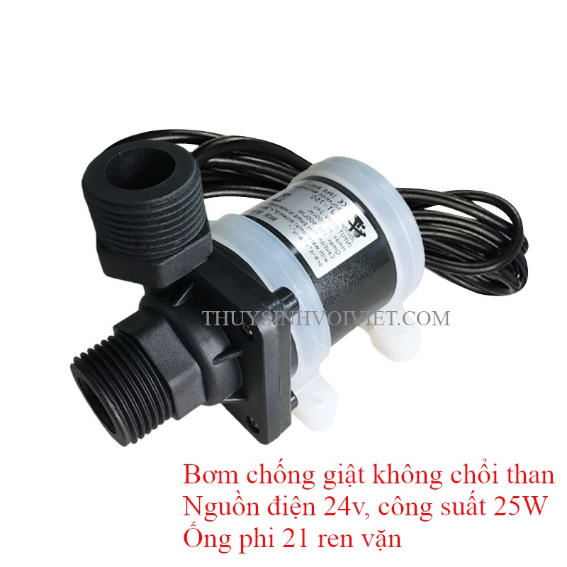 Bơm nước dòng điện 12v, 24v ren ống phi 21mm không chổi than brushless siêu mạnh dùng cho hồ cá, hòn non bộ, thủy canh