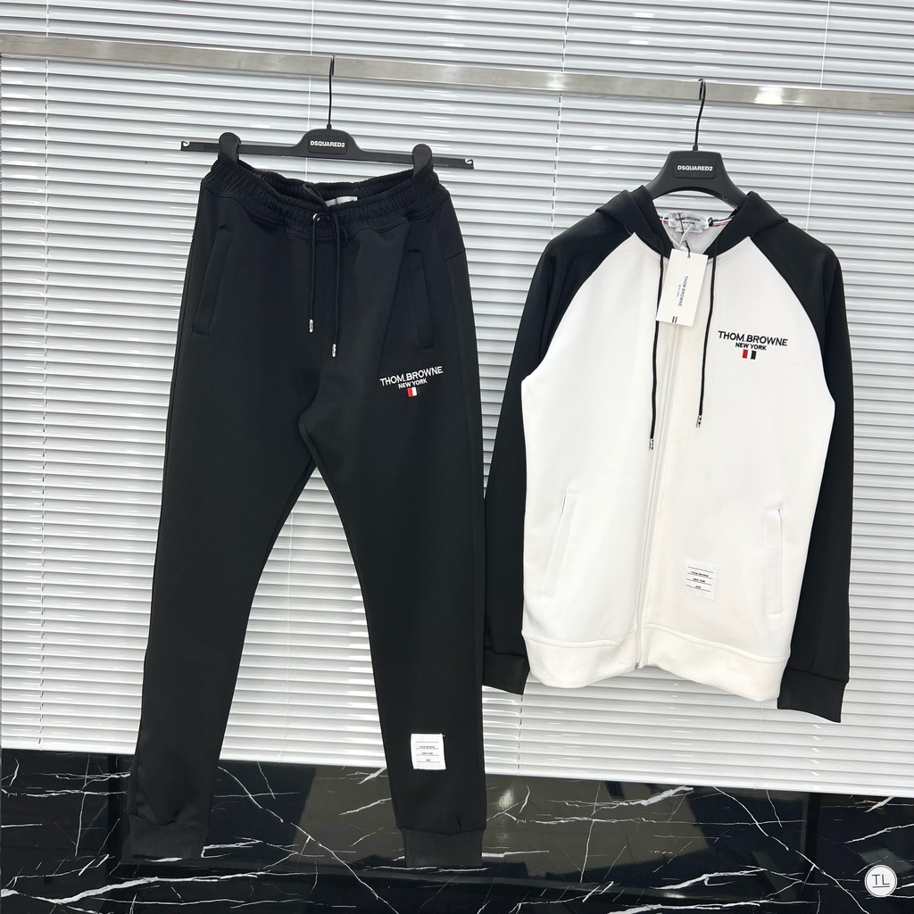 Đồ Bộ Nam Thu Đông THOMBROWNE Phong Cách Thể Thao 3 Màu Trắng Đen Xám