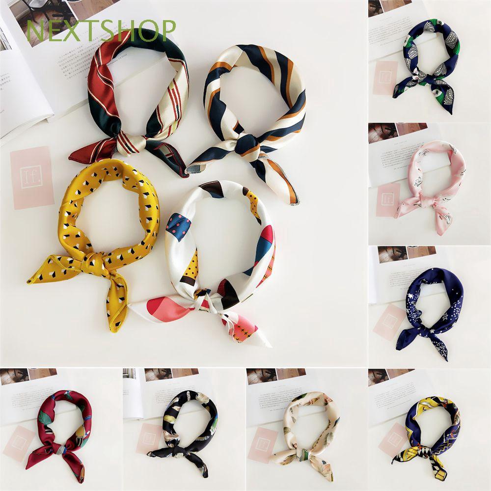 Khăn lụa satin quàng cổ phong cách vintage