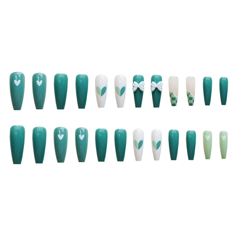 Bộ 24 móng giả đính charm nơ