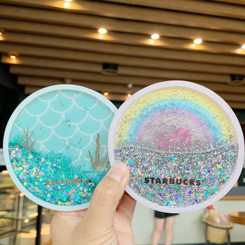 Starbucks Đế Lót Ly Bằng Silicon Pvc Chống Trượt Màu Kẹo Ngọt In Họa Tiết Hoa Anh Đào Xinh Xắn