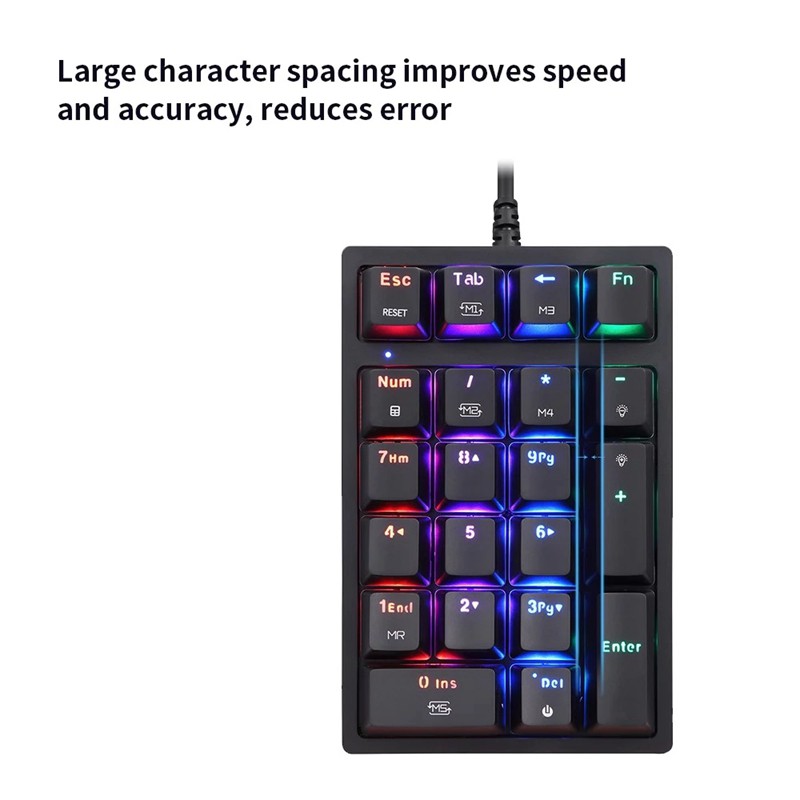 MOTOSPEED K24 Numeric Mechanical Keyboard 21 Keys USB Wired Keyboard with 13 RGB Light Effects OUTEMU Blue Switch | BigBuy360 - bigbuy360.vn