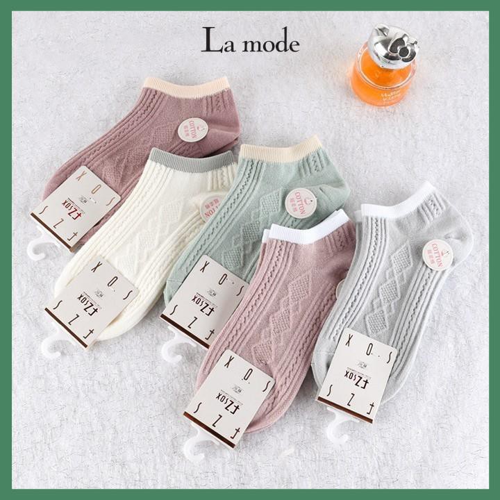 Tất Vớ Cổ Ngắn Trơn Gân Len Màu Pastel Hàn Quốc - La mode